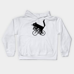 Happy Black Cat On Bicycle Kids Hoodie